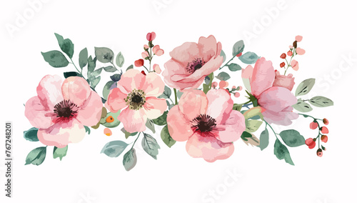 pink wreaths water color flower bouquet photo