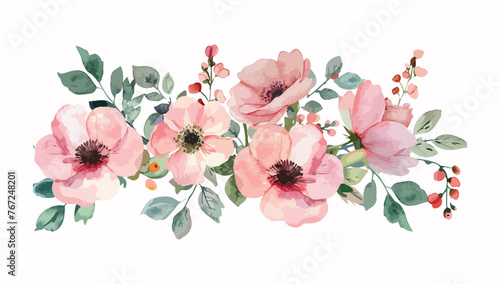 pink wreaths water color flower bouquet