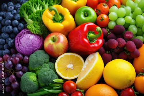Vegetables and fruits on a light background