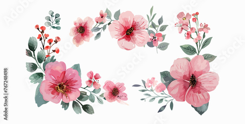 pink wreaths water color flower bouquet