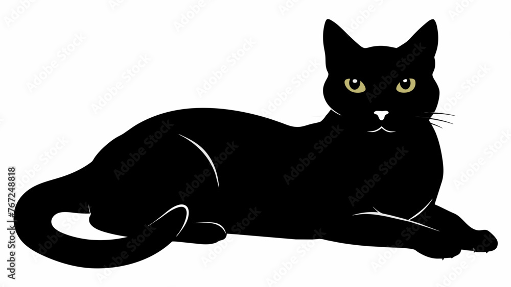 cat lying down silhouette vector illustration