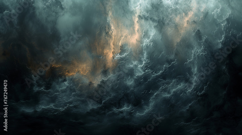 A dark, cloudy sky with a few clouds in the background. AI.
