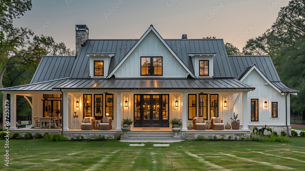 Sleek and Stunning Luxury Modern Farmhouse Style Home with generative ai Sleek and Stunning Luxury Modern Farmhouse Style Home with generative ai