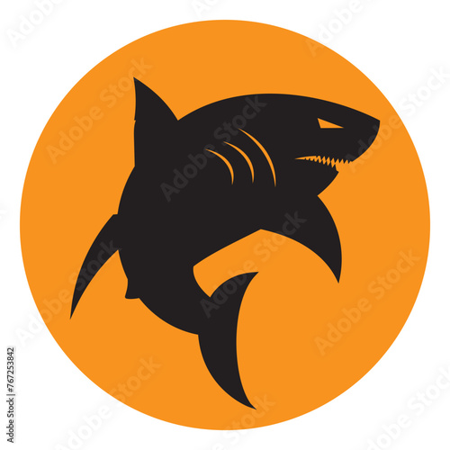 Black shark icon. Vector. Logo. Print
