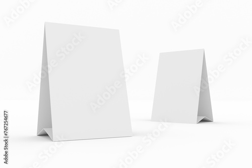 Mockup Two Tent Card on White Background - 3D Illustration