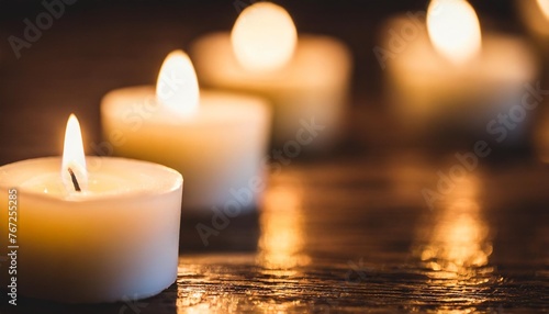 blurred candles with copy space background