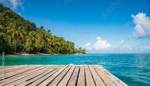 wooden dock with tropical background © Heaven