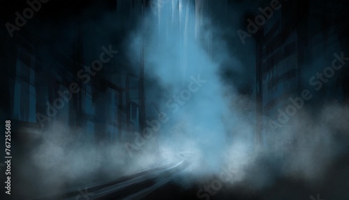 dark street night smog and smoke dark background of the night city ray of light in the dark gloomy dark background © Heaven