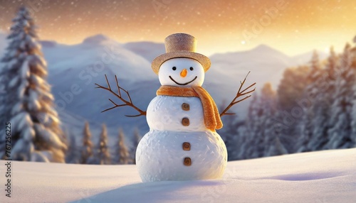 a snowman in winter background © Heaven