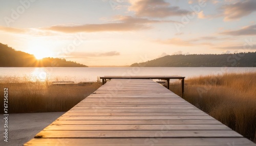 clean wooden platform on cozy background picture © Heaven
