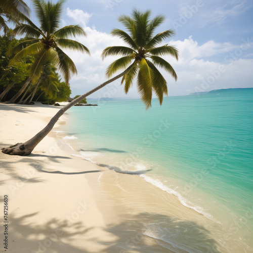 Tropical beach and palm trees © sofoklis