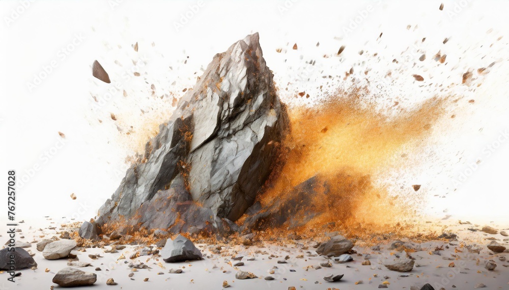 Rock Splatter Background rock stone white background fall black falling space isolated splash ...