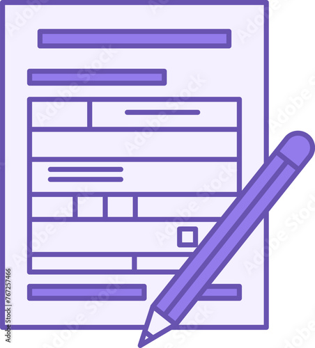 Tax Return Color Icon. Vector Icon of Financial Document and Pencil. Accounting Concept