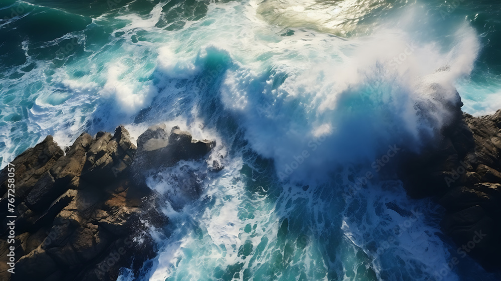 Aerial view of a stormy ocean. 
