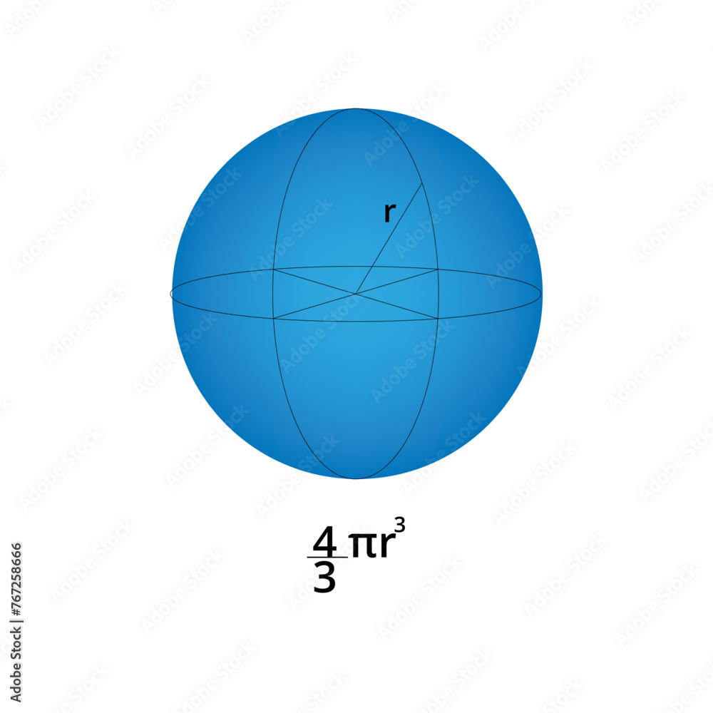 3d sphere for studying mathematics with formula to calculate its volume, education, exact sciences, mathematics. 3d sphere for studying mathematics with formula to calculate its volume, education, exact sciences, mathematics.