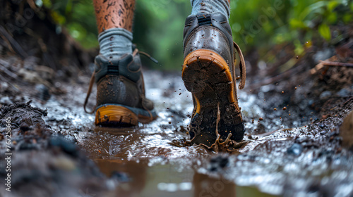 trekking shoes in the mud