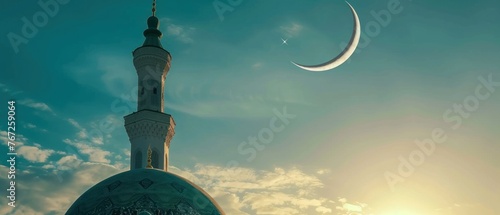 mosque in the sky with clouds