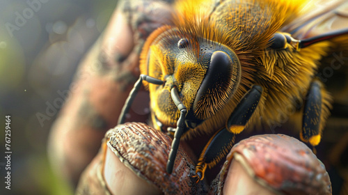 close-up of a bee sting on a man's hand © Артур Комис