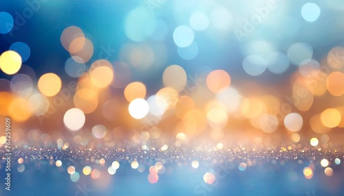 defocused abstract bokeh background lights on blue blurred bokeh holiday fon celebration wallpaper glittering lights textured pattern photo