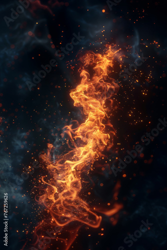 Burst of Fire on Black Background, Fiery Explosion VFX Element for Compositing © Bo Dean