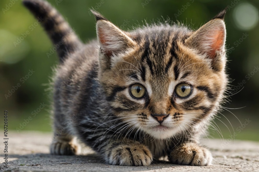 Cute young kitten ready to pounce