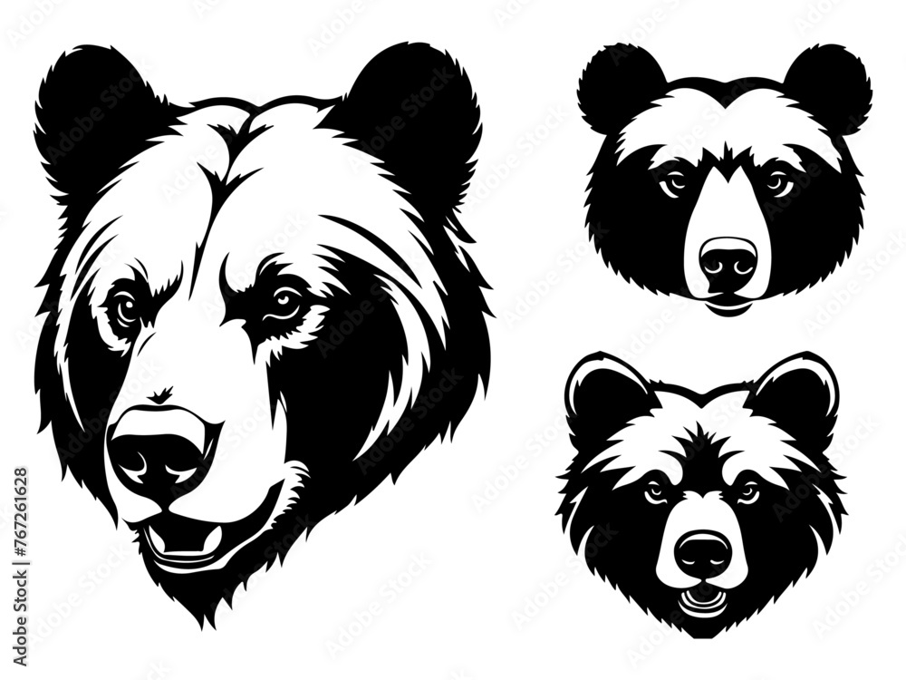 Set of a bear head silhouette vector Set of a bear head silhouette vector