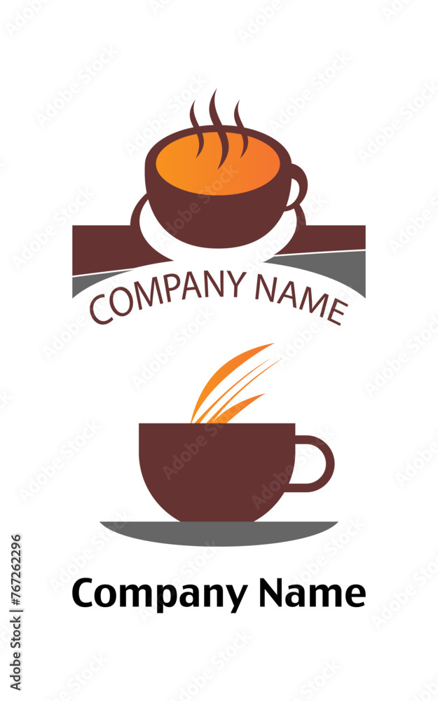 Cups of coffee and tea cups. Cups of coffee and tea cups.
