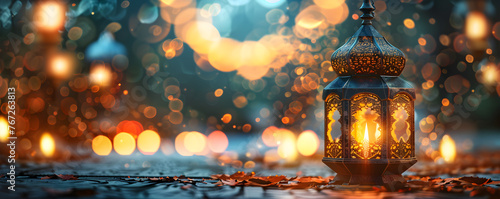 Lantern Ramadan Islamic Eid Mubarak banner photo