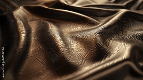 Smooth, polished leather surface catching the light in a luxurious sheen, ideal for elegant backgrounds.