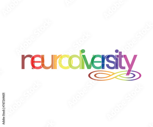 Neurodiversity awareness and acceptance concept vector with rainbow infinity symbols. Autism awareness. Infinity rainbow symbol. infinity sign in rainbow spectrum colors.