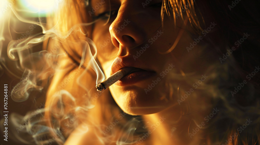 Fototapeta premium closeup of a smoking woman