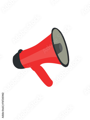 Red megaphone. speaking trumpet vector illustration.