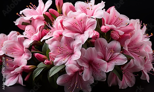 Bouquet of Pink Flowers on Black Background