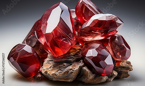 Pile of Red Crystals on Rock photo