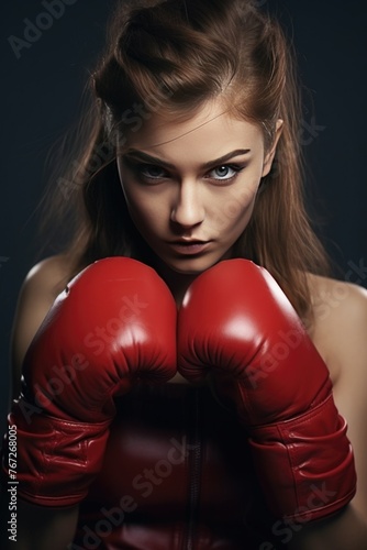 Girl in red boxing gloves © Guizal