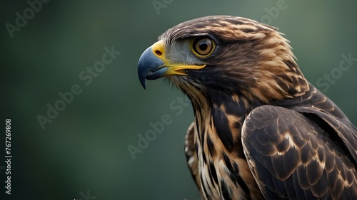 close up of a falcon. a close up of a eagle of prey on a branch  a macro photography