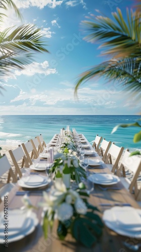 honeymoon dinner party wedding at beach resort decorated table reception