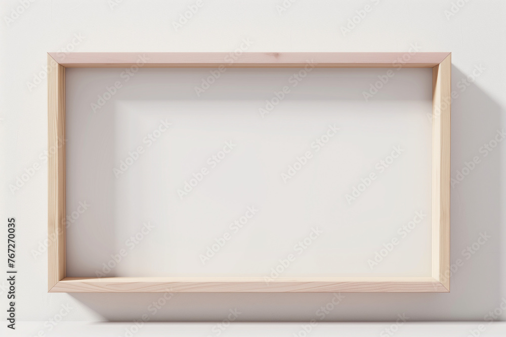A wooden frame with a white background. AI. A wooden frame with a white background. AI.