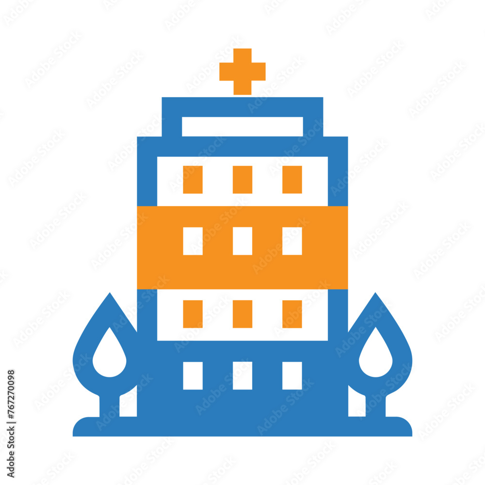 Medical, building, Plus, sign, hospital, clinic, medical building, hospital building icon