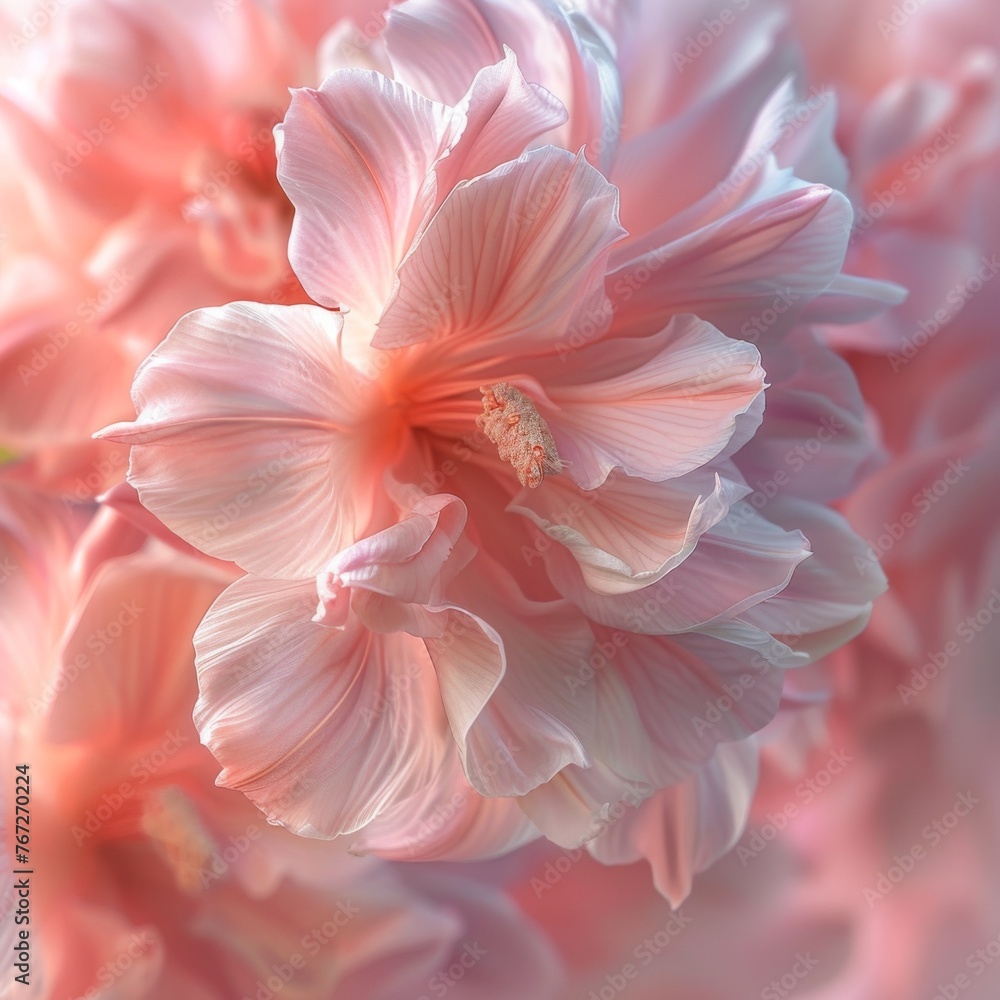 Close-up on a pink floral marvel, with a blurred natural canvas highlighting its serene beauty