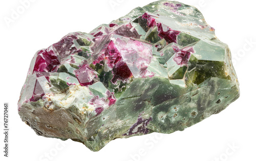 Illuminated Gem: Ruby in Fuchsite isolated on transparent Background