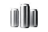 Set of 3 aluminium drink cans on isolated transparent background useful for mockup template