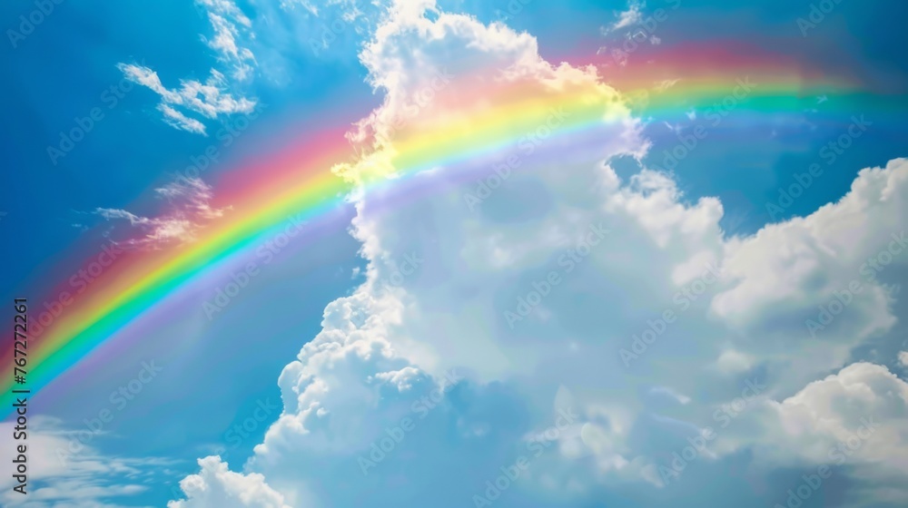Rainbow against blue sky. Sky after rain Rainbow against blue sky. Sky after rain