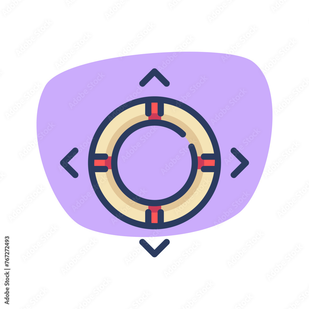 Flotation ring thin line icon. Top view of life preserver. Life buoy and insurance concept. Vector illustration symbol element for web design and apps Flotation ring thin line icon. Top view of life preserver. Life buoy and insurance concept. Vector illustration symbol element for web design and apps