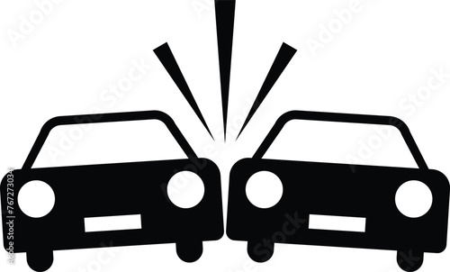 Crashed cars sign . Car crash icon vector isolated on white background