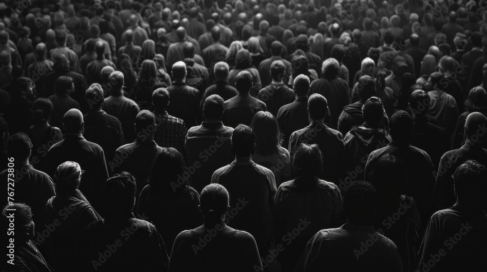 Crowd of Unique Individuals in Monochrome - obrazy, fototapety, plakaty 