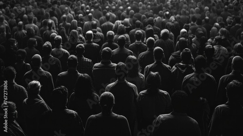 Crowd of Unique Individuals in Monochrome