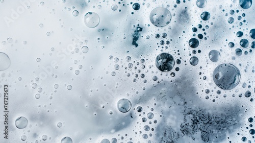 A bubbly water background. A bubbly blue water. Soap bubbles on water. Washing concept. Abstract background.