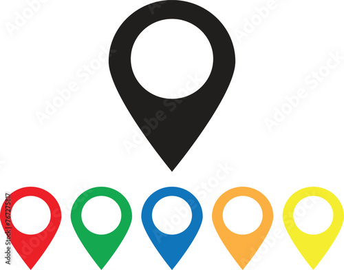 Map pointer icon set in different colors . Six different colored pins icon vector Free Download Map pointer icon set in different colors . Six different colored pins icon vector - GFXLoad