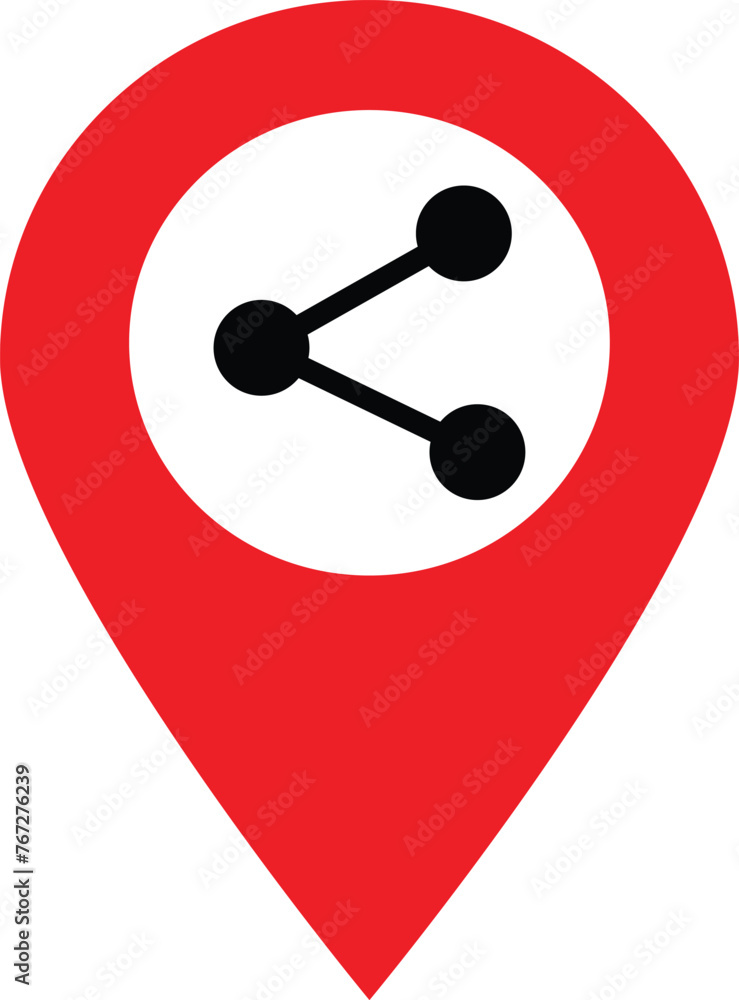 Map pointer with share icon . Location sharing icon vector illustration Map pointer with share icon . Location sharing icon vector illustration